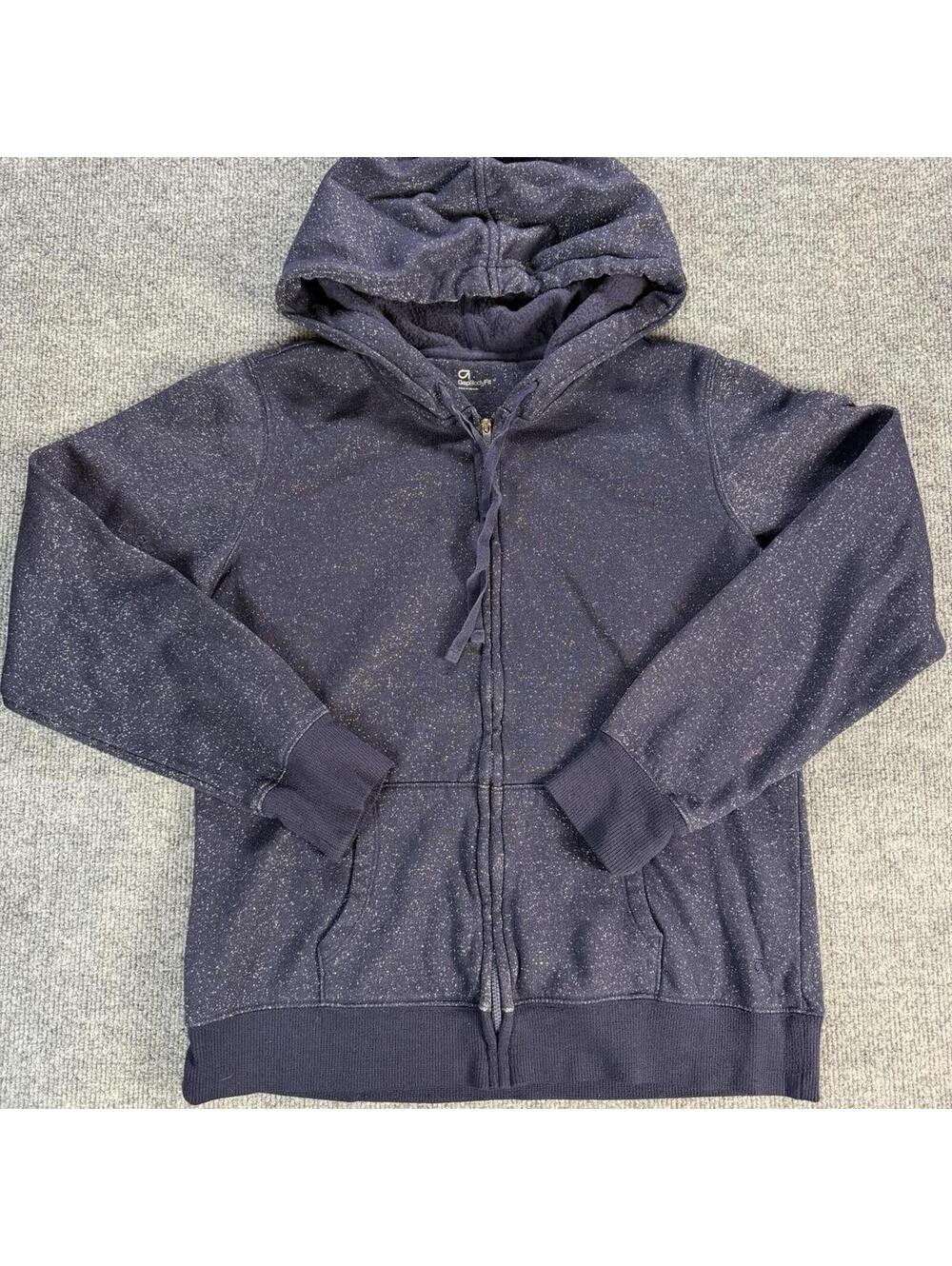 Gap Body Navy Blue Speckled ZipUp Hoodie Sweatshirt Medium Activewear Athleisure